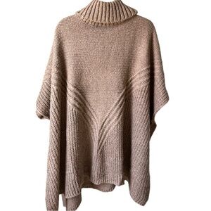 Sonoma Tan Knit Turtleneck Poncho